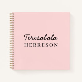 Roze Moderne Minimalistische Monogram Notitieboek