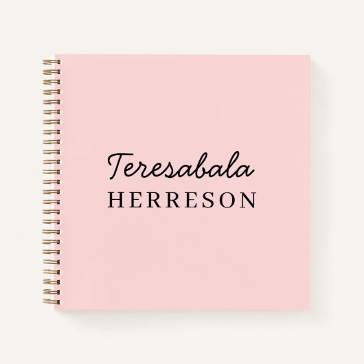 Roze Moderne Minimalistische Monogram Notitieboek (Voorkant)