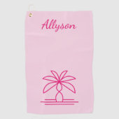 Roze Moderne minimalistische palmboom gepersonalis Golfhanddoek (Voorkant)