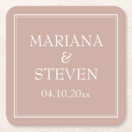 Roze Moderne Minimalistische Trouwdag Kartonnen Onderzetters