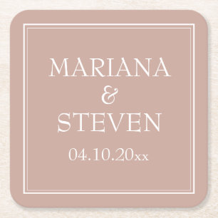 Roze Moderne Minimalistische Trouwdag Kartonnen Onderzetters