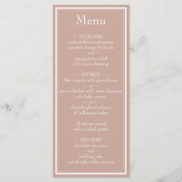 Roze Moderne Minimalistische Trouwdag Menu