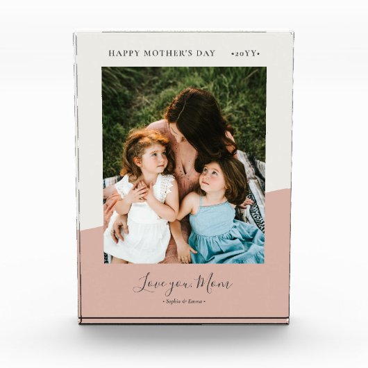 Roze moderne Moederdag foto-cadeaus Fotoblokken (Voorkant)
