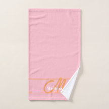 Roze Moderne Monogram Eerste Yogahanddoek