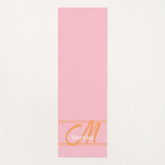 Roze Moderne Monogram Initiaal Yoga Mat (Voorkant)