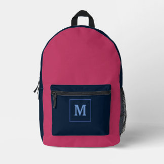 Roze Moderne Monogram Naam Aangepast Bedrukte Rugzak