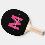 Roze Moderne Naam Monogram Tafeltennisbatje (Zijkant)