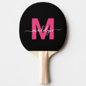 Roze Moderne Naam Monogram Tafeltennisbatje (Voorkant)