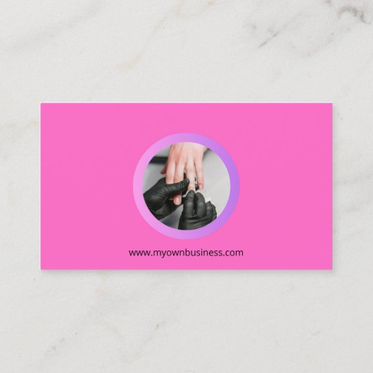 Roze Moderne Nail Tech Visitekaartje (Achterkant)