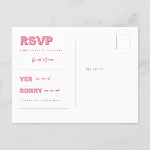 Roze, moderne, oude tekst RSVP-antwoordkaart Briefkaart