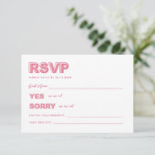 Roze, moderne, oude tekst RSVP-antwoordkaart RSVP Kaartje (Staand voorkant)