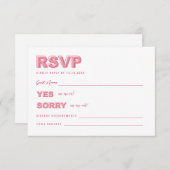 Roze, moderne, oude tekst RSVP-antwoordkaart RSVP Kaartje (Voorkant / Achterkant)