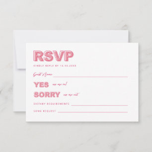 Roze, moderne, oude tekst RSVP-antwoordkaart RSVP Kaartje