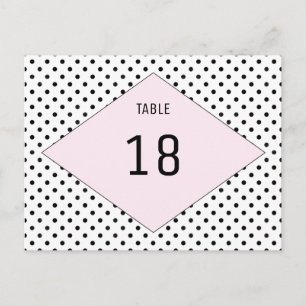 Roze moderne poka Dots Table Number Briefkaart