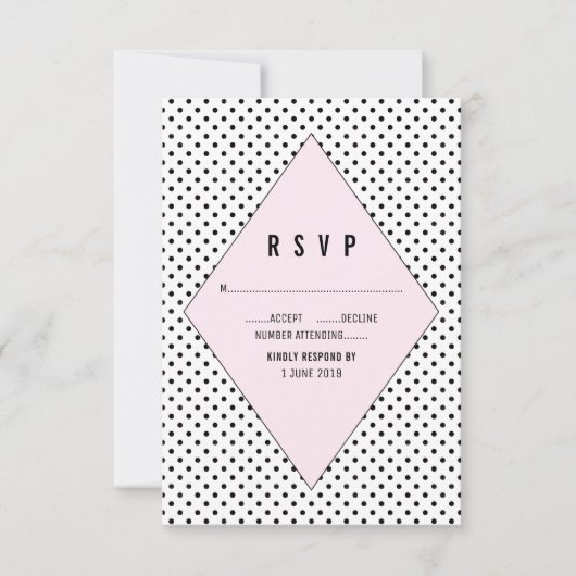 Roze moderne poladots RSVP Kaartje (Voorkant)