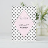 Roze moderne poladots RSVP Kaartje (Staand voorkant)