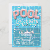 Roze Moderne Preppy Meisjes Zwembad Verjaardag Chi Kaart (Voorkant)