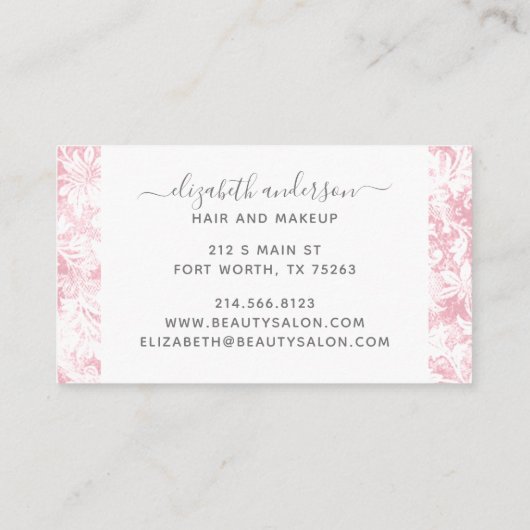 Roze moderne professionele botanische scriptnaam visitekaartje (Achterkant)