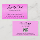 Roze Moderne Professionele Loyaliteits QR-code Visitekaartje (Voorkant / Achterkant)