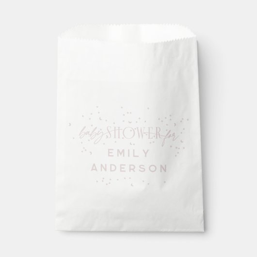 Roze Moderne Regenboog en sterren Wit Baby shower Bedankzakje (Voorkant)