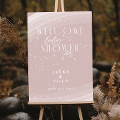 Roze Moderne Regenboog en sterren Wit Baby shower Poster