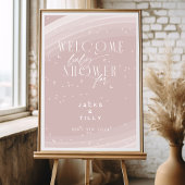 Roze Moderne Regenboog en sterren Wit Baby shower Poster