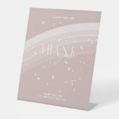 Roze Moderne Regenboog en sterren Wit Baby shower Reclamebord Met Voetstuk (Voorkant)