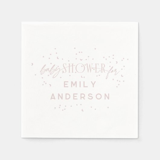 Roze Moderne Regenboog en sterren Wit Baby shower Servet (Voorkant)