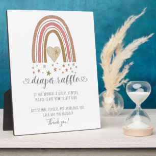 Roze moderne regenbooglitter sterren luieraffle fotoplaat