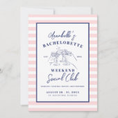 Roze Moderne Retro Bachelorette-feest Kaart (Voorkant)