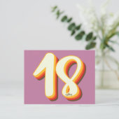Roze Moderne Retro Groovy Achttiende 18e Verjaarda Briefkaart (Staand voorkant)
