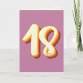 Roze Moderne Retro Groovy Achttiende 18e Verjaarda Kaart (Voorkant)