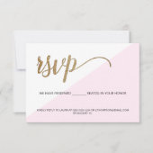 Roze moderne RSVP Gold Geen gereserveerde stoel Kaart (Voorkant)