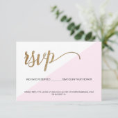 Roze moderne RSVP Gold Geen gereserveerde stoel Kaart (Staand voorkant)
