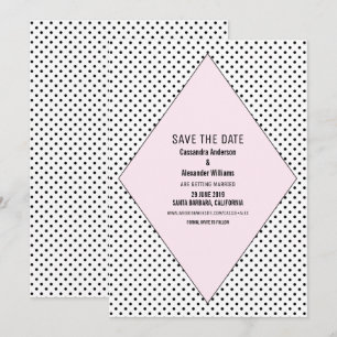 Roze moderne Save the Date-uitnodiging met polka s Kaart