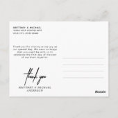 Roze moderne script foto bruiloft bedankt briefkaart (Achterkant)