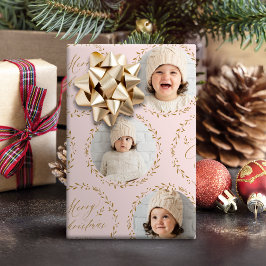 Roze moderne script Gelukkig kerstfeest Familie 6  Cadeaupapier