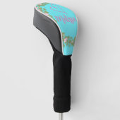 Roze Moderne Script Meisjesachtige Monogram Naam  Golfheadcover (Schuin)