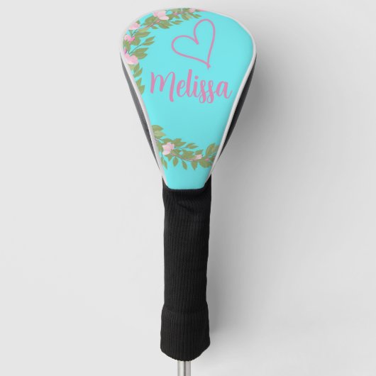Roze Moderne Script Meisjesachtige Monogram Naam  Golfheadcover (Voorkant)