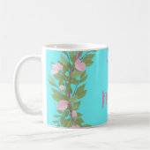 Roze moderne script meisjesachtige monogram naam koffiemok (Links)