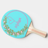 Roze Moderne Script Meisjesachtige Monogram Naam Tafeltennisbatje (Zijkant)
