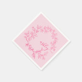 Roze moderne script meisjesnaam met monogram initi servet (Hoek)