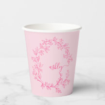 Roze moderne script meisjesnaam monogram