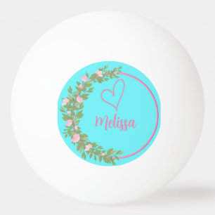 Roze moderne script meisjesnaam monogram pingpongbal