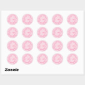 Roze moderne script meisjesnaam monogram ronde sticker (Vel)