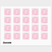 Roze moderne script meisjesnaam monogram vierkante sticker (Vel)
