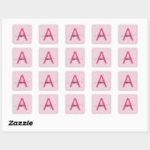 Roze moderne script meisjesnaam monogram vierkante sticker (Vel)