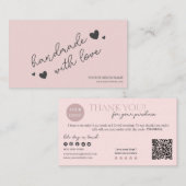 Roze moderne script QR-code, dank je kaars Visitekaartje (Voorkant / Achterkant)