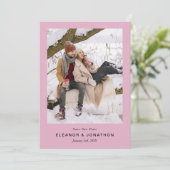 Roze Moderne Stijlvolle Minimale Foto Save the Dat Save The Date (Staand voorkant)