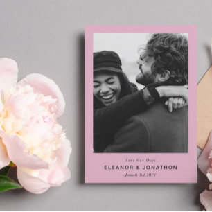 Roze Moderne Stijlvolle Minimale Foto Save the Dat Save The Date